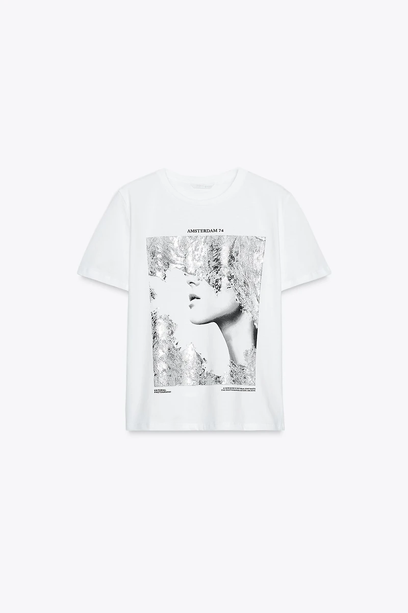 T-SHIRT ESTAMPAGE MÉTALLISÉ