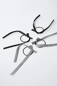 FOUR-PACK OF GINGHAM BOW HAIR TIES