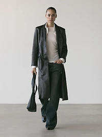 Long nappa leather coat
