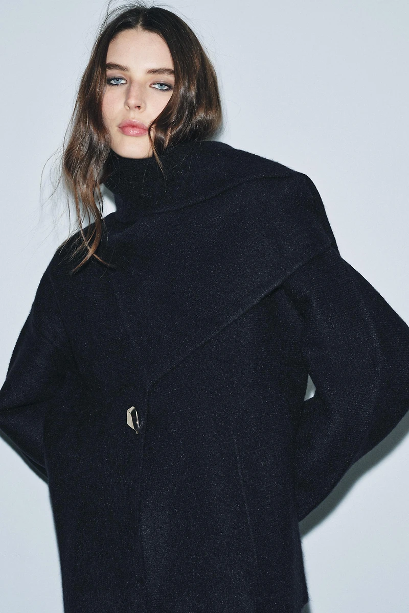 SHORT KNIT SCARF COAT