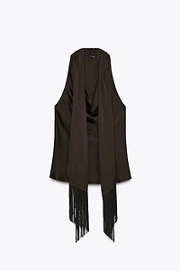 FRINGED SATIN EFFECT TOP