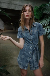Z1975 BELTED MINI DENIM DRESS