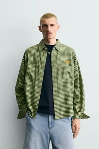 EMBROIDERED PLAID FLANNEL SHIRT
