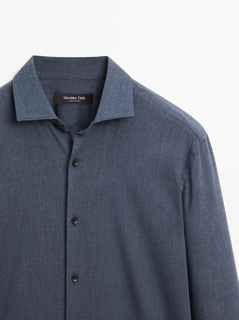 Chemise slim chinée en twill