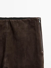 Leggings en cuir finition daim