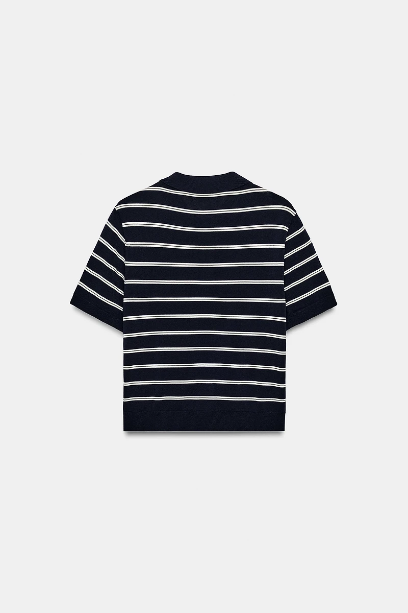 SHORT SLEEVE STRIPED KNIT POLO