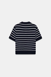 SHORT SLEEVE STRIPED KNIT POLO