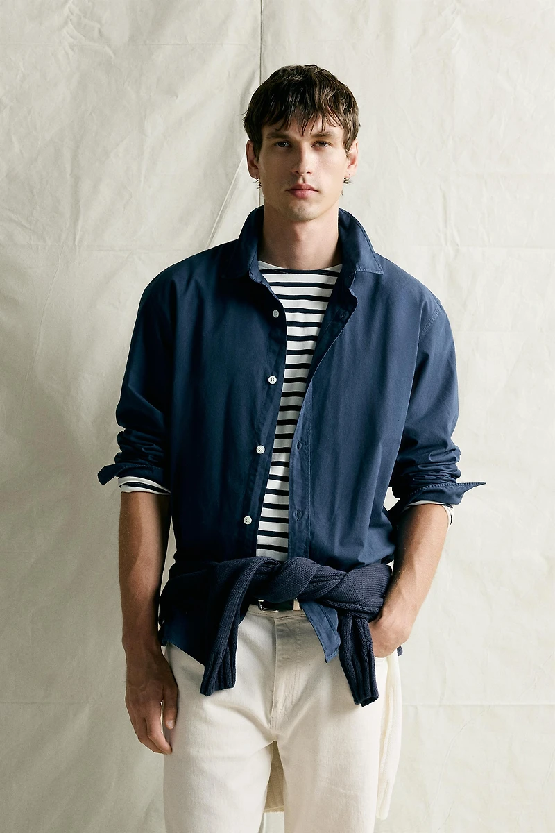 INDIGO COTTON RELAXED-FIT SHIRT