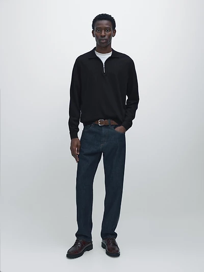 Pull polo en maille de laine mérinos