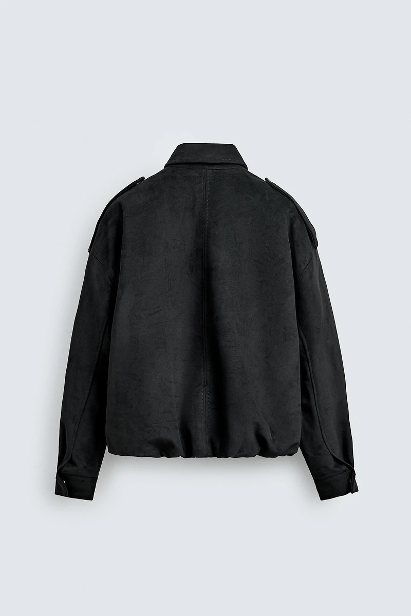 FAUX SUEDE CROPPED FIT JACKET