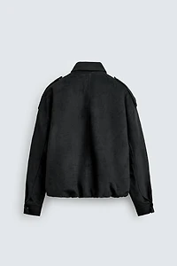 FAUX SUEDE CROPPED FIT JACKET