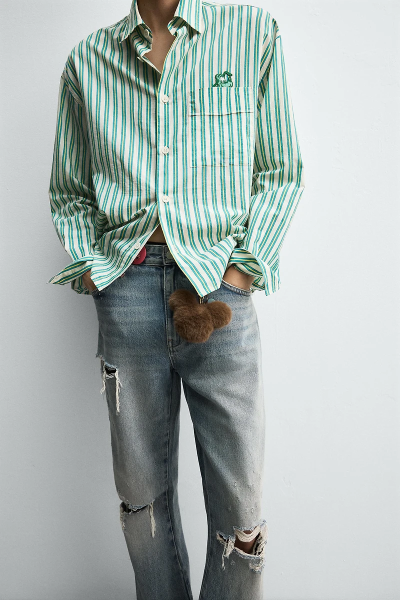 PLUTO PATCH STRIPED SHIRT HARRY LAMBERT FOR ZARA X DISNEY