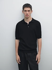 100% cotton ribbed knit polo shirt