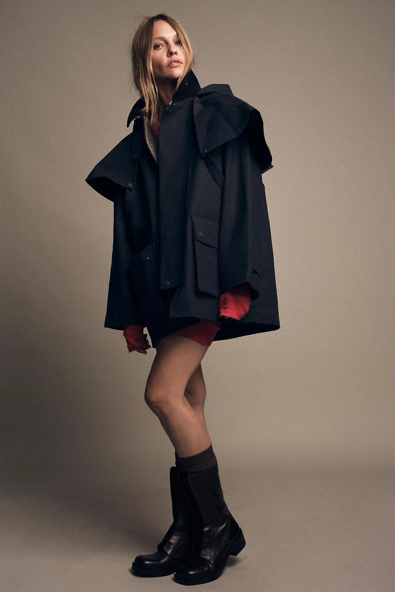 CONTRAST COLLAR HOODED TRENCH ZW COLLECTION