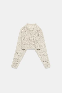 CROPPED KNIT JUMPER WITH INTERTWINED TAPE
