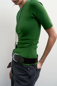 RUCHED INTERLOCK T-SHIRT