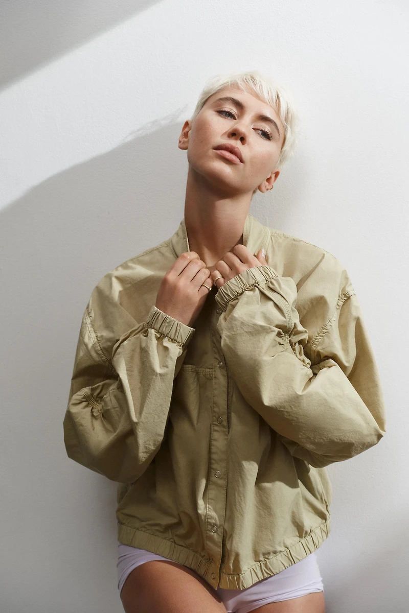 BLOUSON POPELINE EFFET DÉLAVÉ