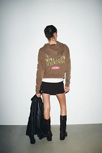 HOODED SWEATSHIRT WITH TEXT PRINT