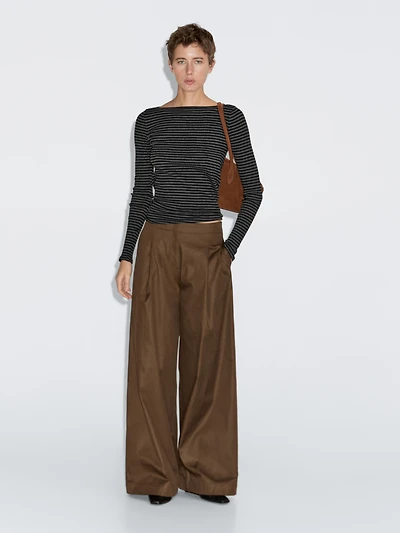 High-waist wide-leg trousers