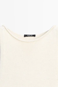 100% cotton contrast knit midi dress