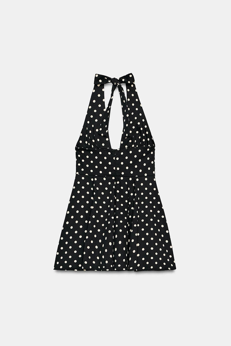 POLKA DOT CAPE SKIRT HALTER DRESS