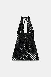 POLKA DOT CAPE SKIRT HALTER DRESS