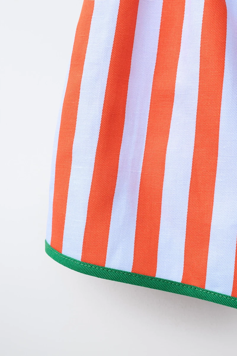 STRIPED SHORTS WITH CONTRAST PIPING