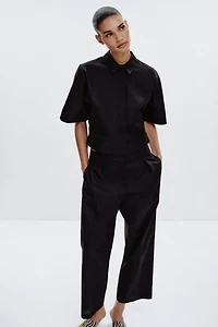 POPLIN PLEATED PANTS