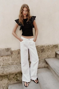 COMBINATION RIB RUFFLE T-SHIRT