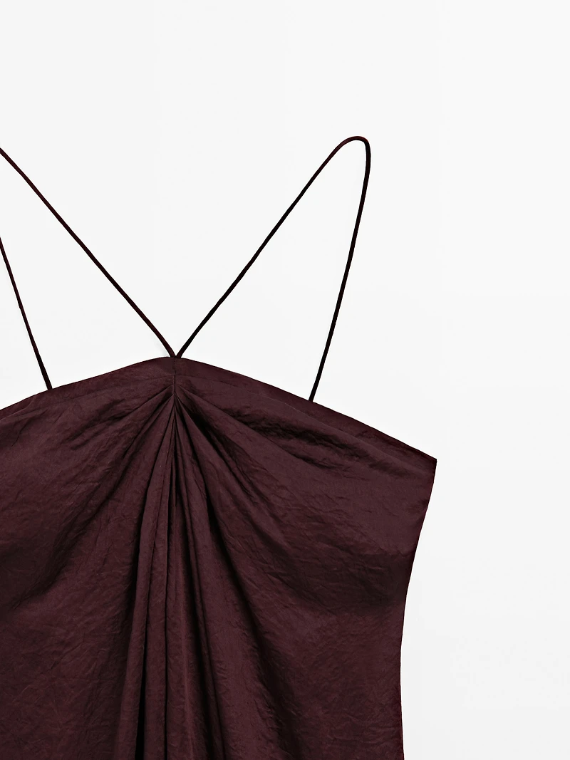 Draped satin midi dress - STUDIO