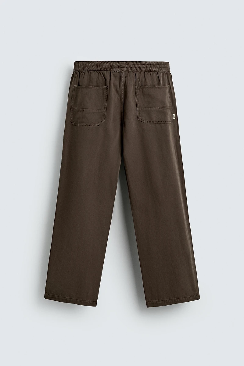RELAXED FIT HERRINGBONE PANTS