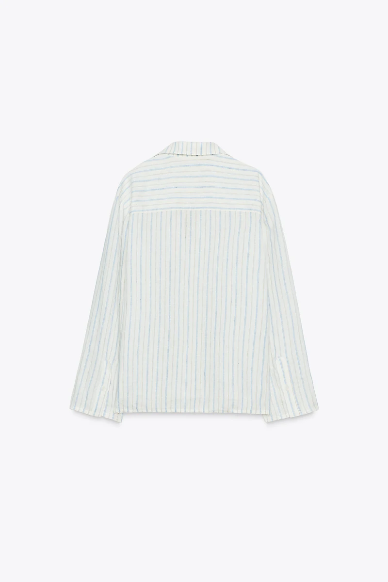 ZW COLLECTION STRIPED LINEN PAJAMA SHIRT