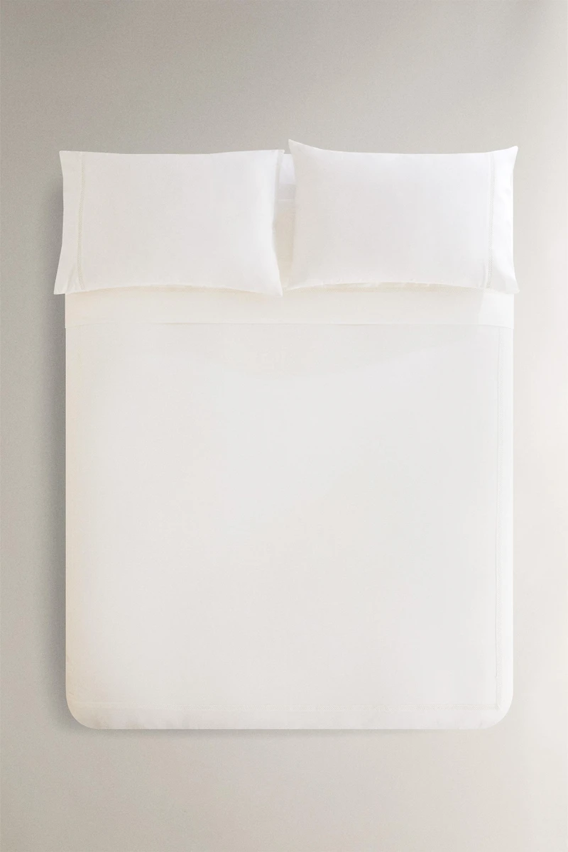 SATEEN DUVET COVER WITH EMBROIDERED HEMSTITCHING