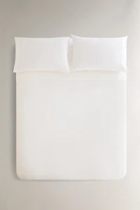 SATEEN DUVET COVER WITH EMBROIDERED HEMSTITCHING