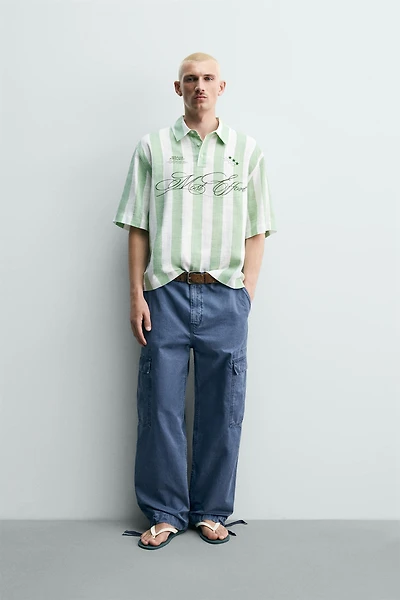 PRINTED GRAPHIC BOXY FIT POLO SHIRT