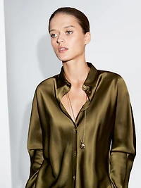 Satin shirt with batwing sleeves