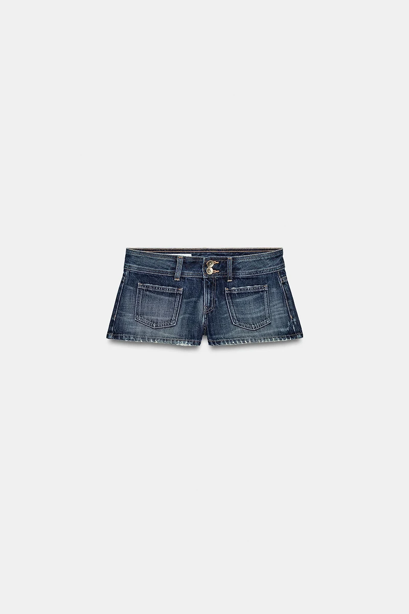 TRF LOW WAIST MINI DENIM SHORTS