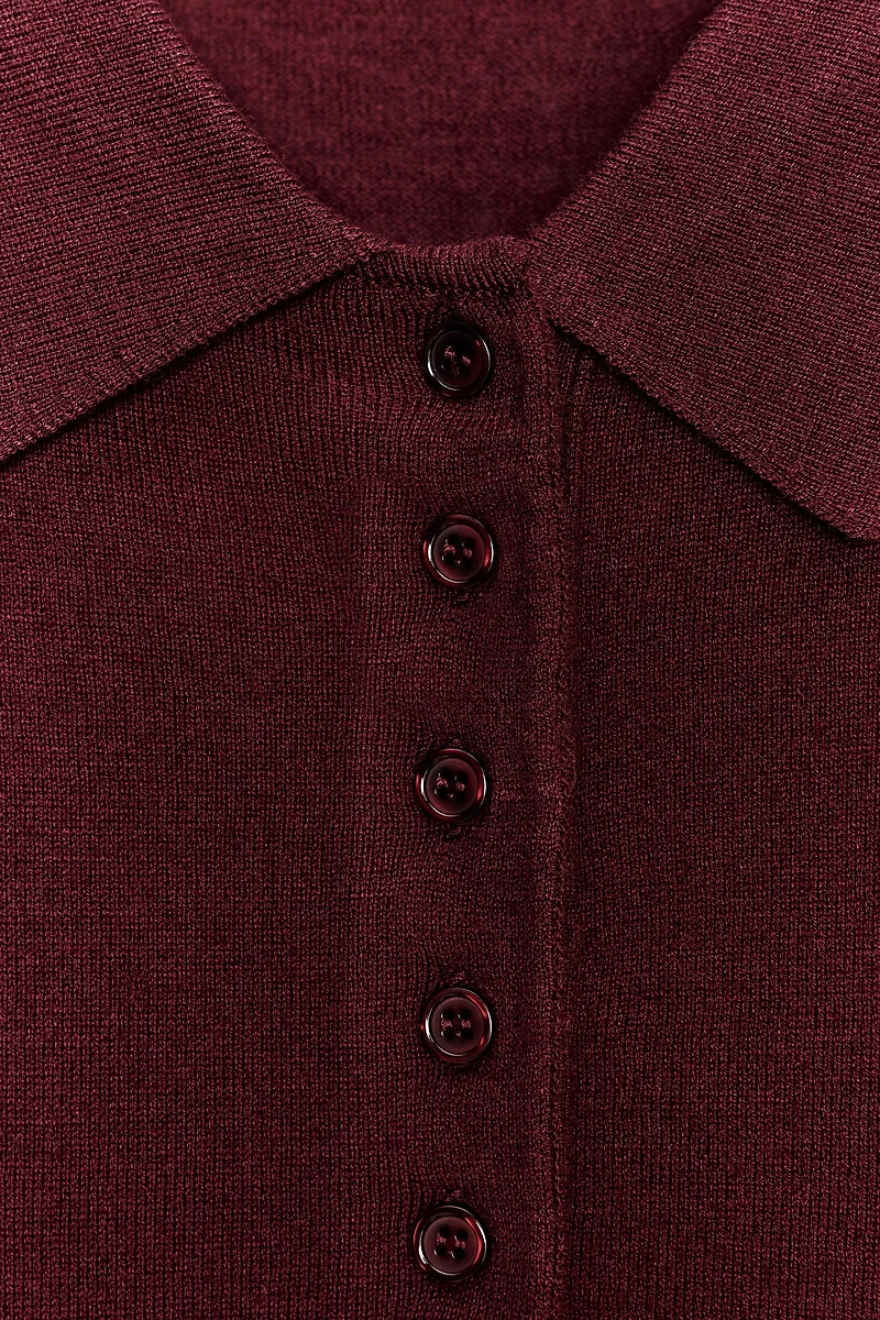 PLAIN KNIT POLO SWEATER