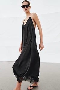 ZW COLLECTION SATIN LACE HALTER DRESS