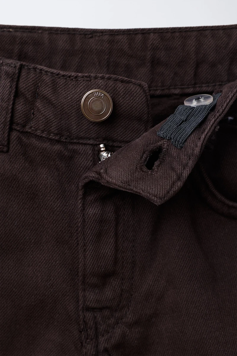 STRAIGHT LEG DENIM PANTS WITH WAVY EMBROIDERY