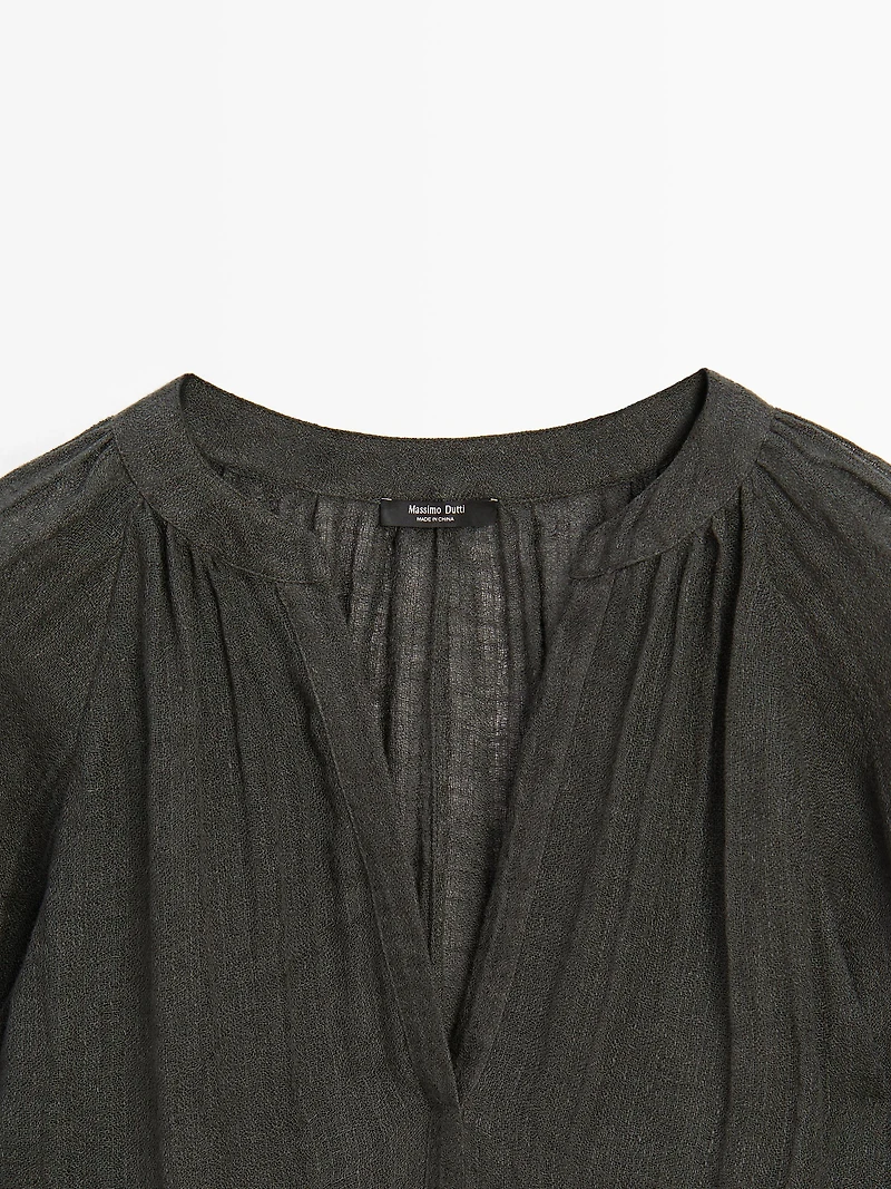 Flowing 100% linen long oversize blouse