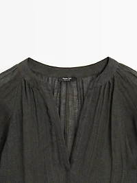 Flowing 100% linen long oversize blouse
