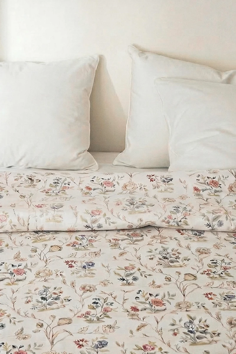 SATIN FLORAL DUVET COVER