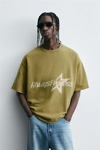 WASHED SWEATSHIRT WITH PRINTED TEXT