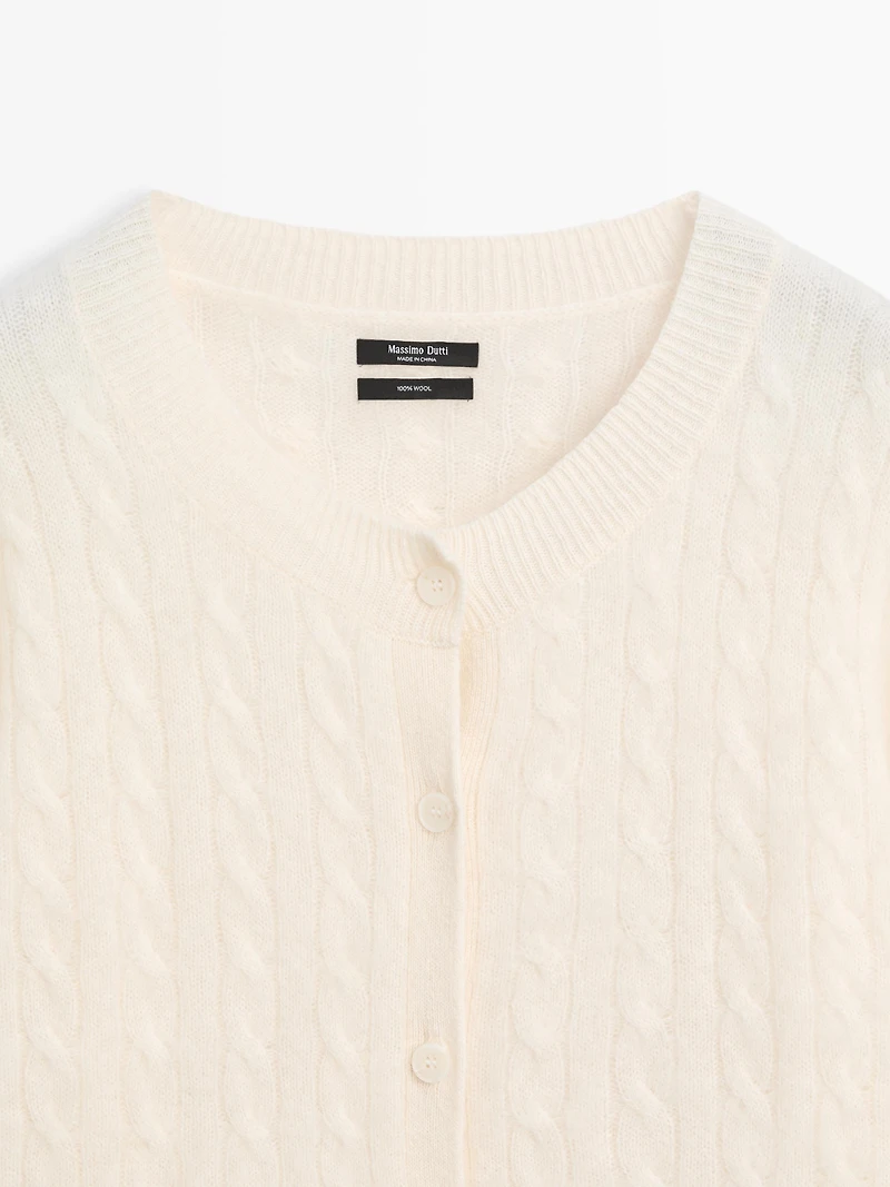100% wool cable-knit cardigan