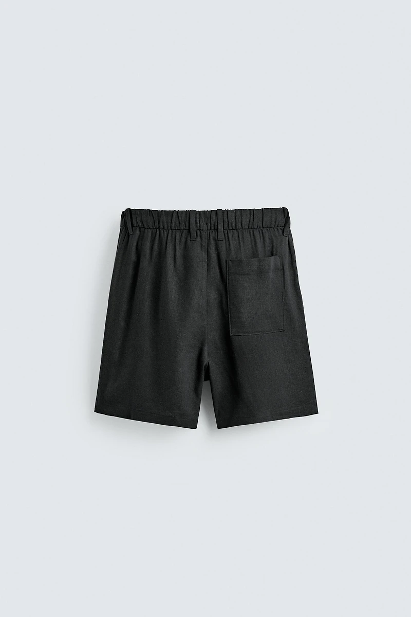 RELAXED FIT LINEN BLEND SHORTS
