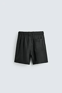 RELAXED FIT LINEN BLEND SHORTS