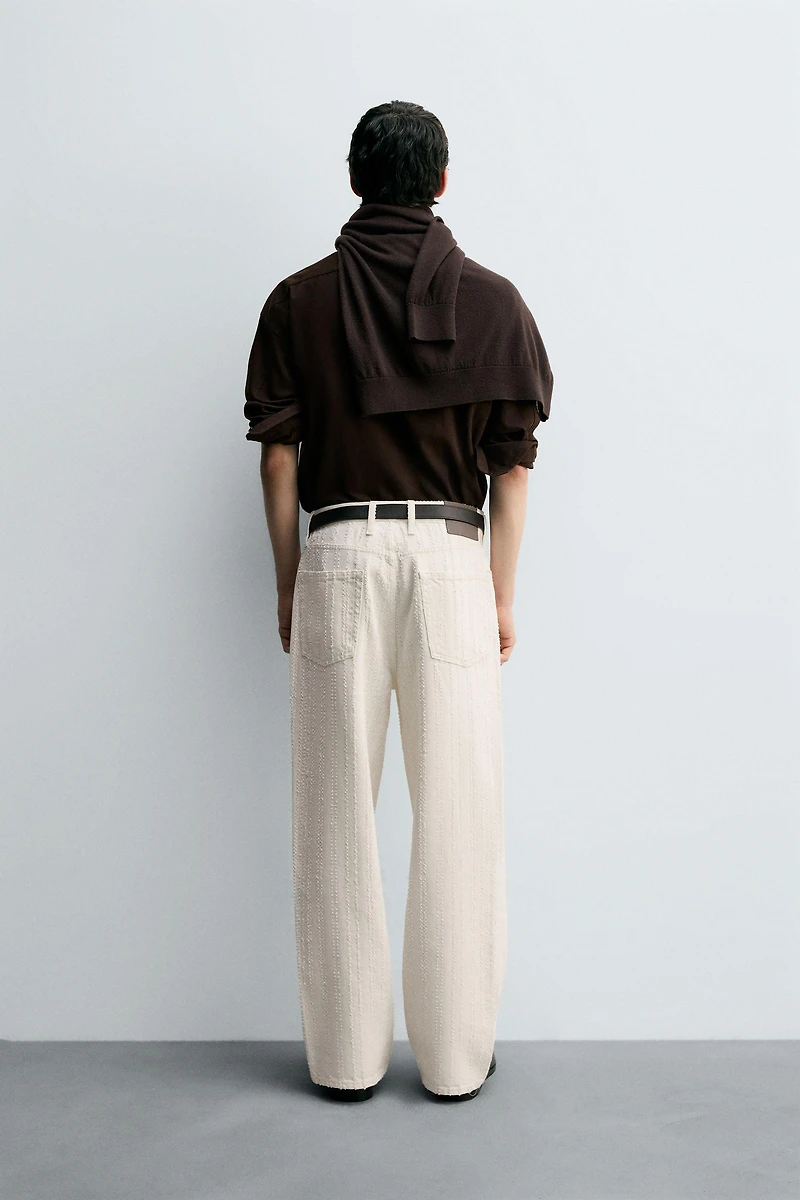 STRIPED TEXTURED JEANS