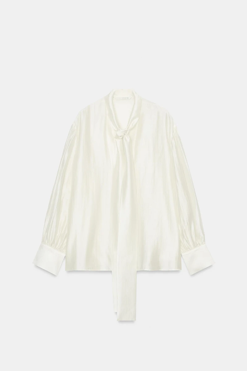 ZW COLLECTION SATIN EFFECT TIE SHIRT