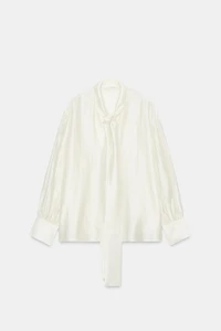 ZW COLLECTION SATIN EFFECT TIE SHIRT